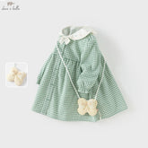 Girl Plaid Cotton Dress – Spring Autumn Princess Style
